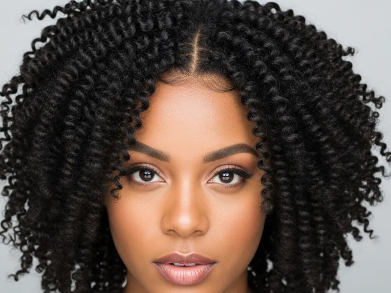 Twist-out hairstyle for women with 4C hair.