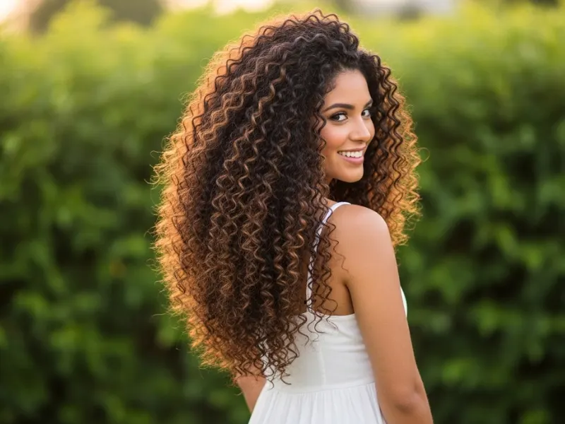 Voluminous curly blowout with soft texture