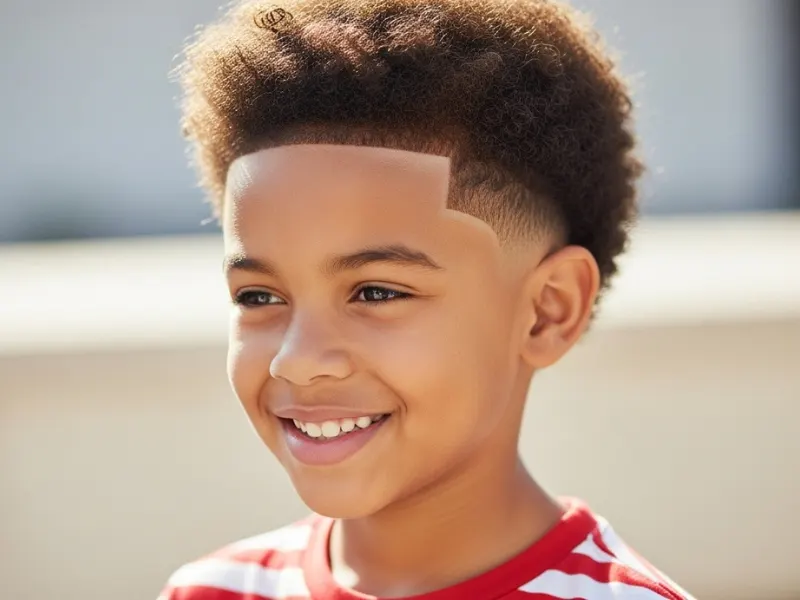 Black boy with afro and shape up