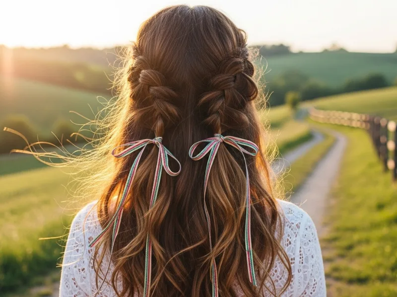 Boho double braids for long hair