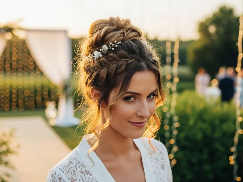 Boho braided bun for long hair