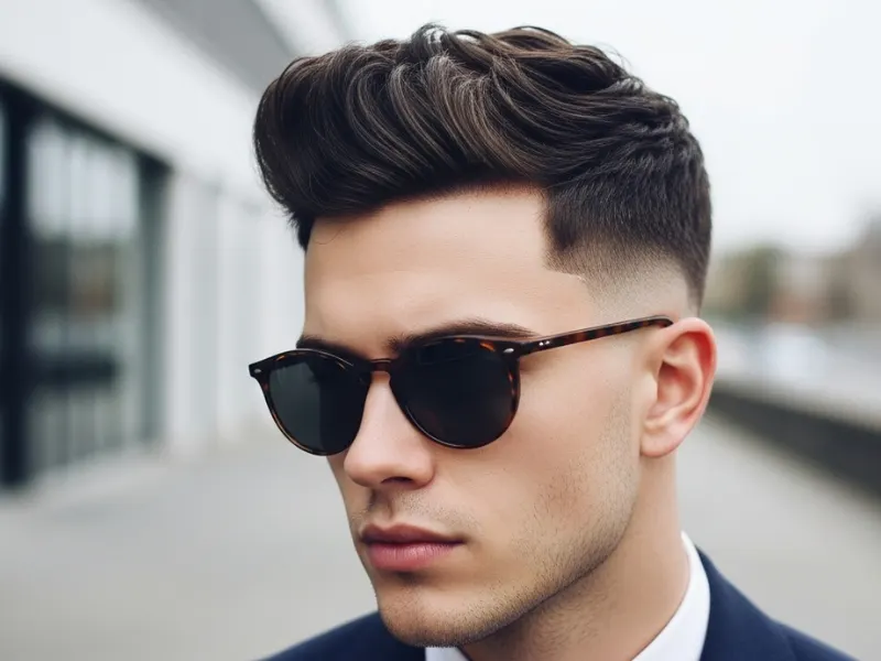 Man with a disconnected quiff hairstyle