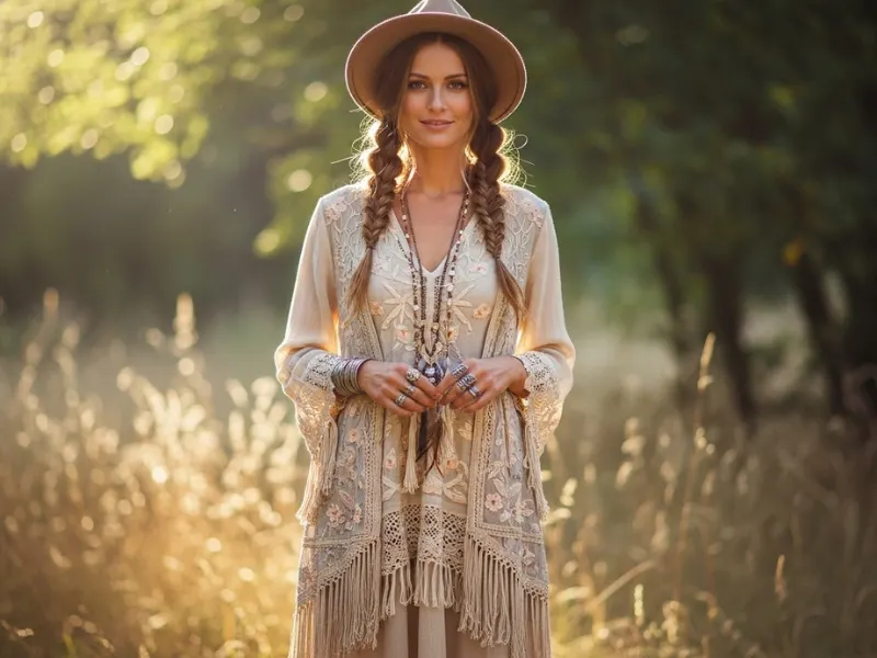 Boho Dutch braid pigtails for long hair