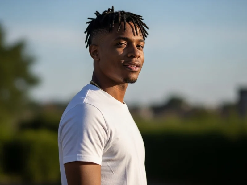 Man with short dreads and fade haircut