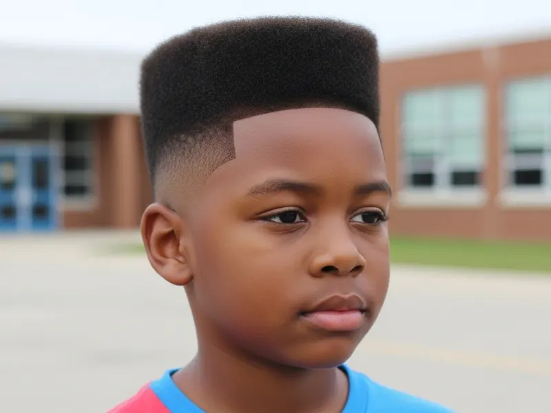 Black boy with flat top haircut.