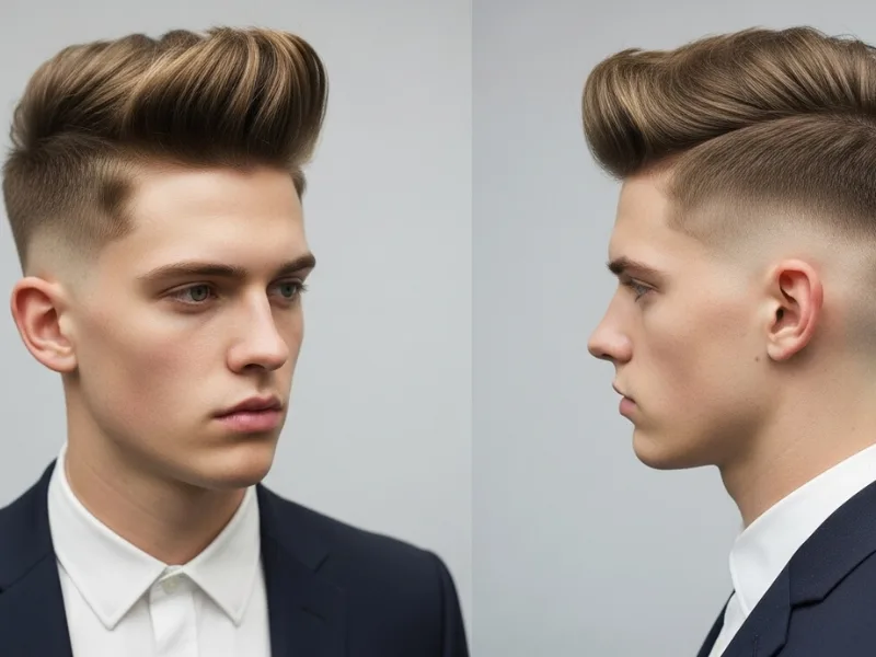 Man with a high fade quiff hairstyle