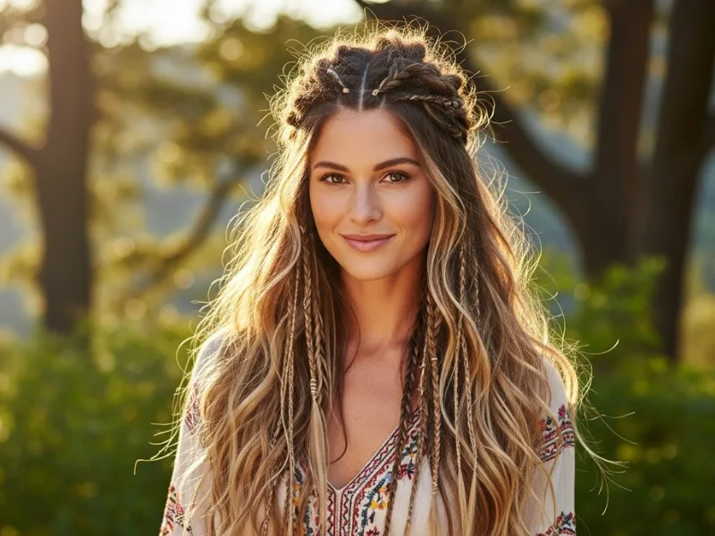 Boho layered braids for long hair