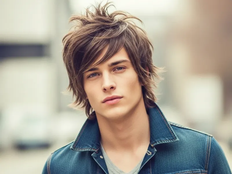 Long layered spiky hairstyle for men