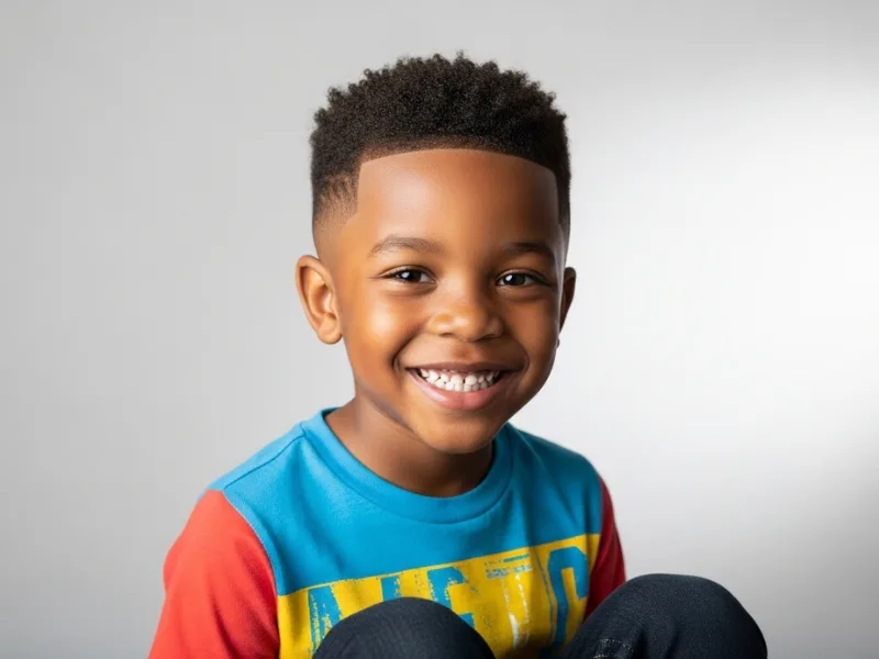 Black boy with low fade haircut.