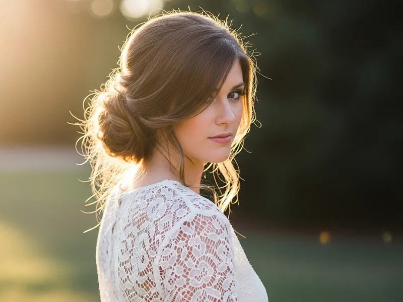 Boho messy side bun hairstyle