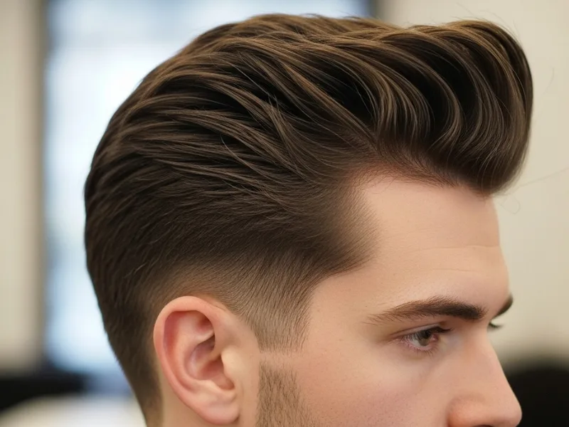 Man with a pompadour quiff hairstyle