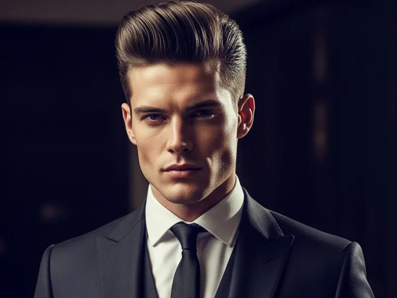 Pompadour with fade for straight hair