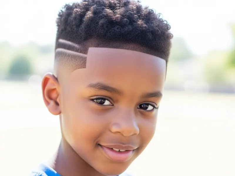 Black boy with skin fade haircut.