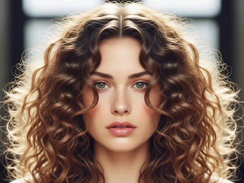 Soft curls with a middle part on a woman, creating a voluminous and balanced look