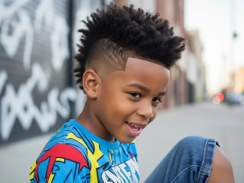 Black boy with South of France haircut.