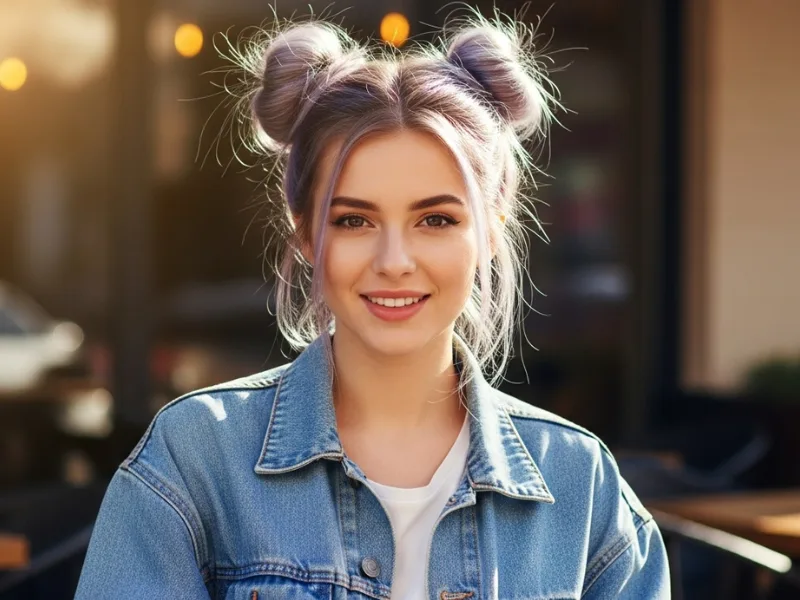 space buns on long hair