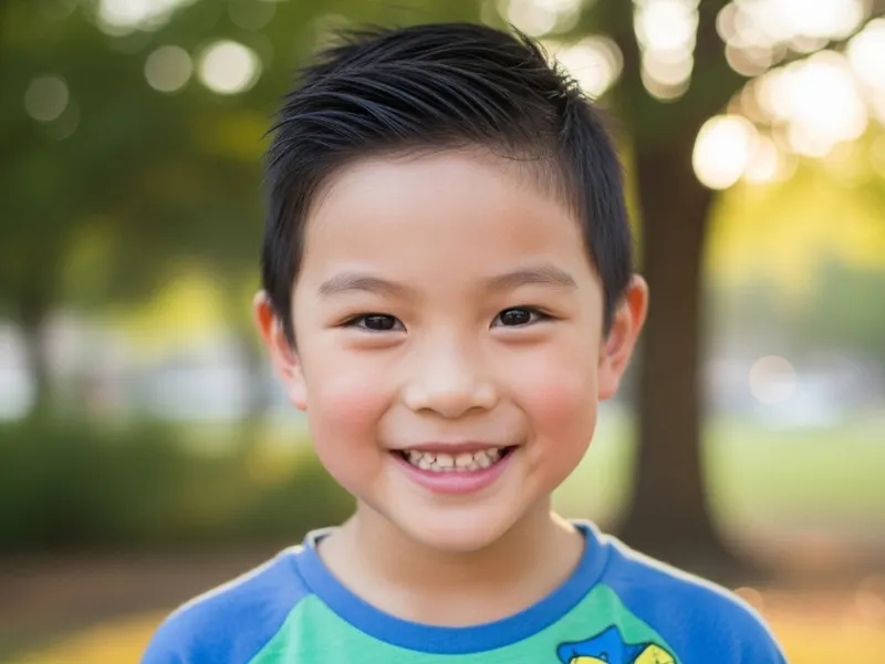 Spiky boys haircut playful kids hairstyle.