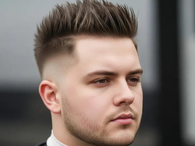 Spiky hairstyle for round face men