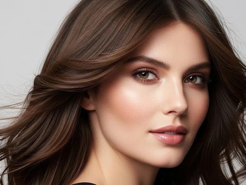 Woman with a U cut featuring feathered ends for a soft textured finish.