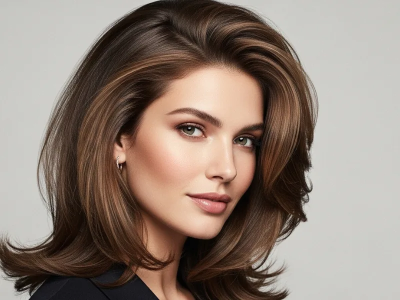 Woman with a U cut with volume-boosting layers placed at the crown.