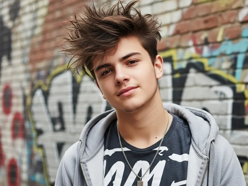 Young disheveled spiky hairstyle for men