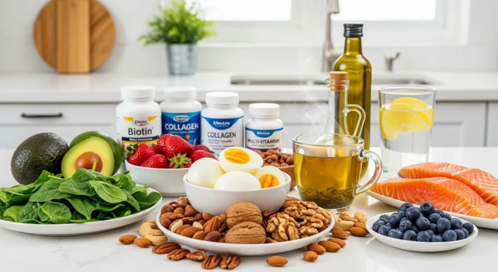 Healthy foods and supplements to achieve thicker hair naturally