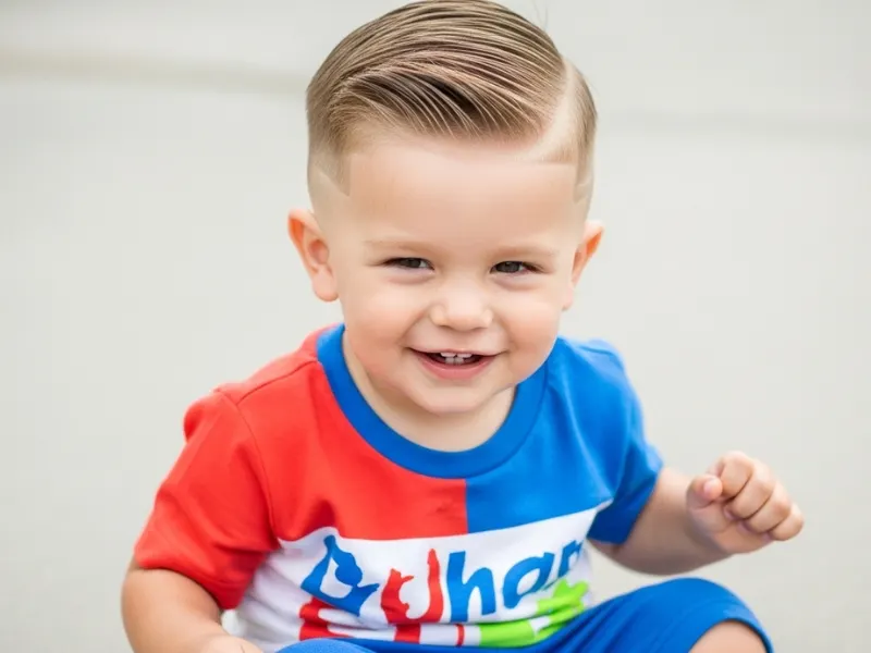 Toddler boy baby fade hairstyle age 1–3 years.