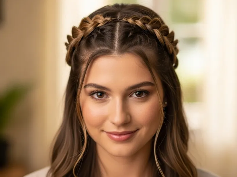 Braided crown hairstyle for women.