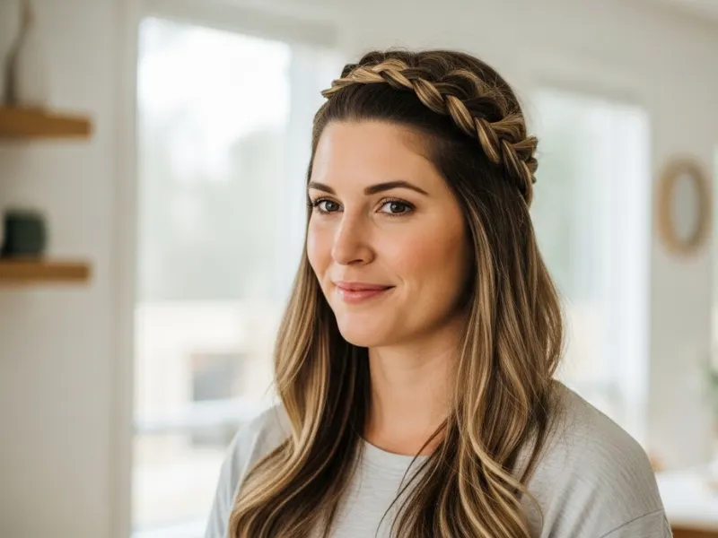 Braided headband hairstyle
