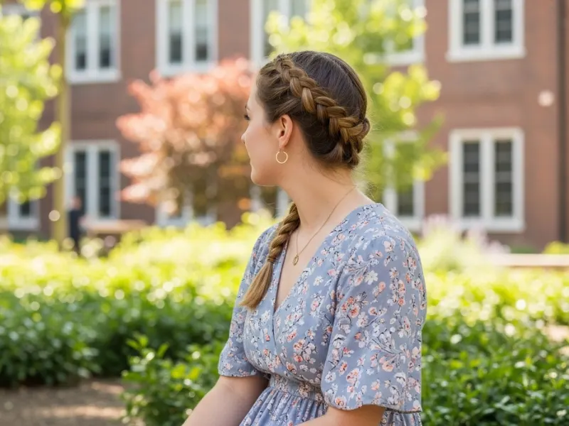 Crown braid hairstyle for college girls