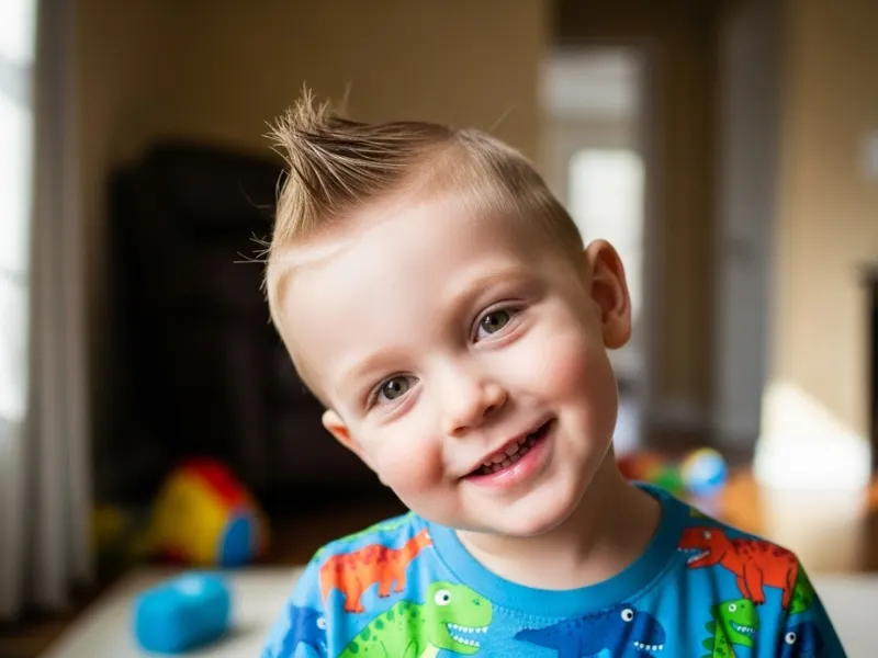 Toddler boy faux hawk hairstyle age 1–3 years.