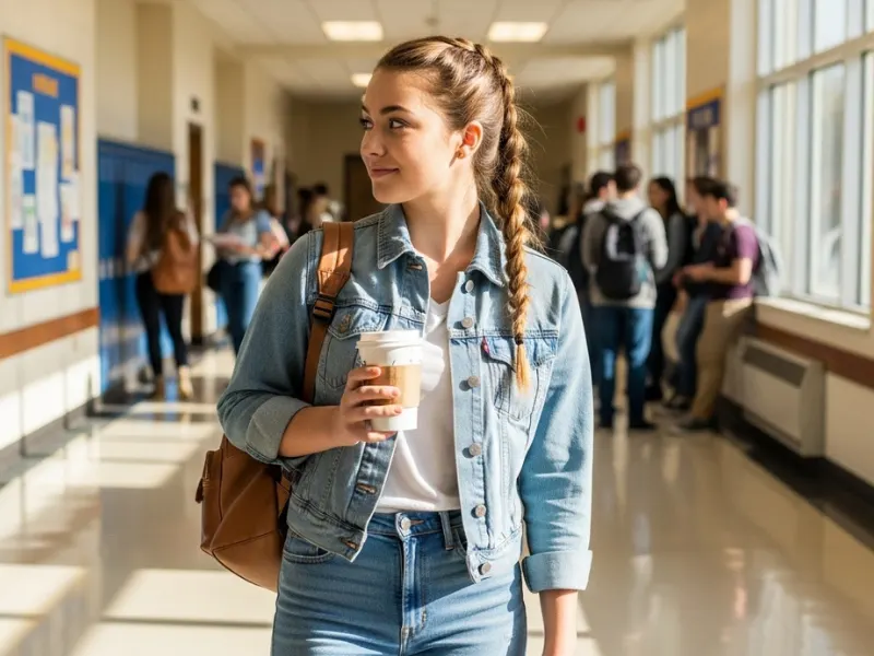 French braid hairstyle for girls in college.