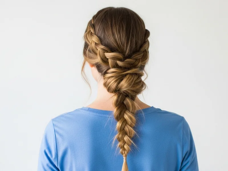 French braid into bun hairstyle for moms