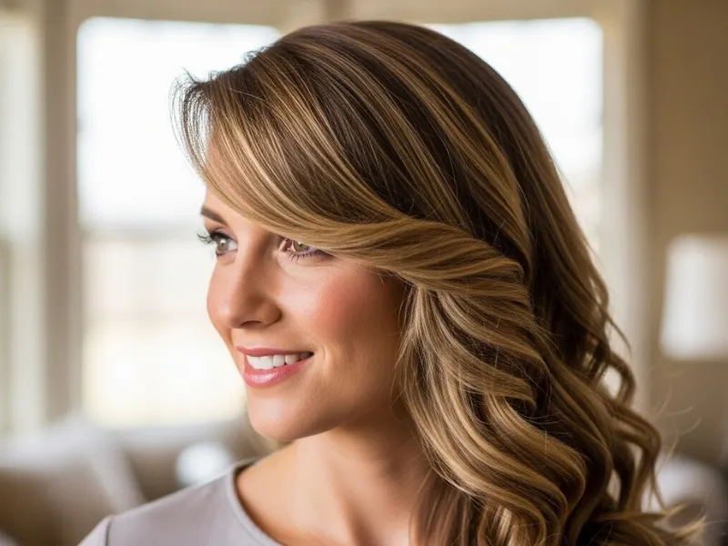 Loose side waves hairstyle for women.