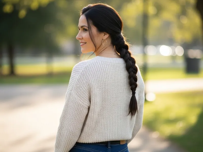 Low braided ponytail on a mom