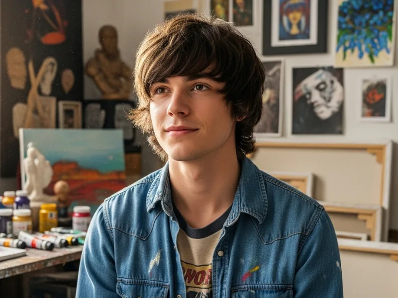 Shaggy hairstyle for college boys.