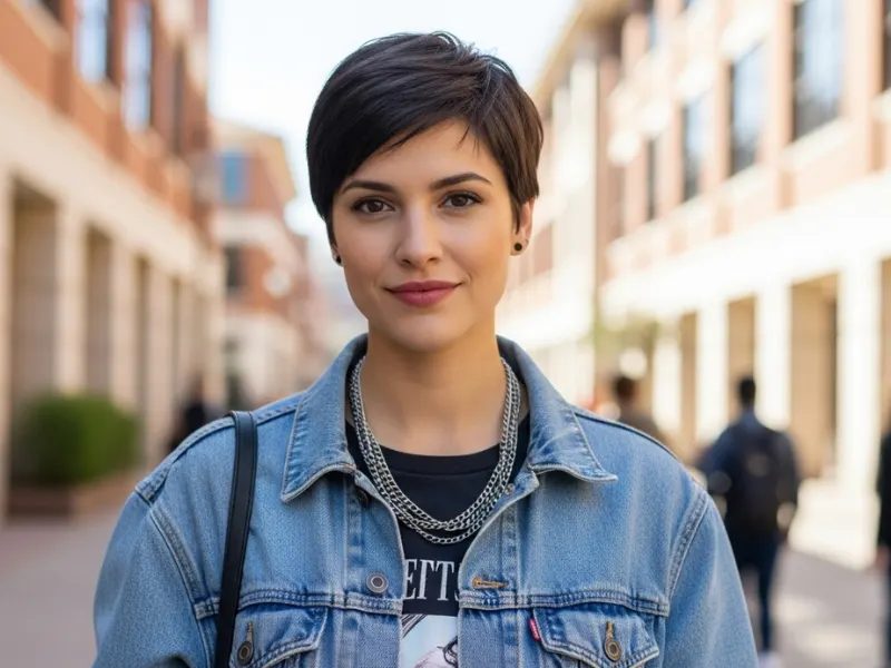 Pixie cut hairstyle for college girls.