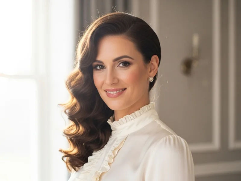 Side swept curls hairstyle