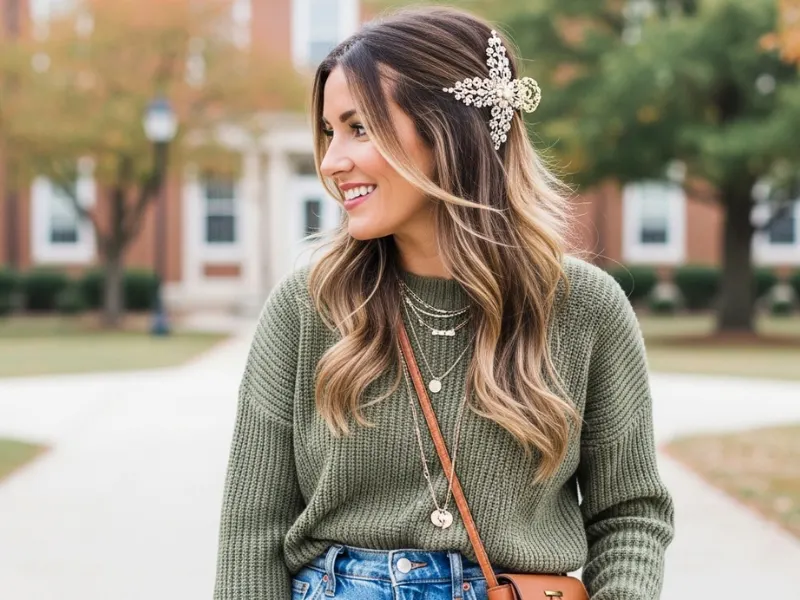 Side swept hairstyle with clip for girls.