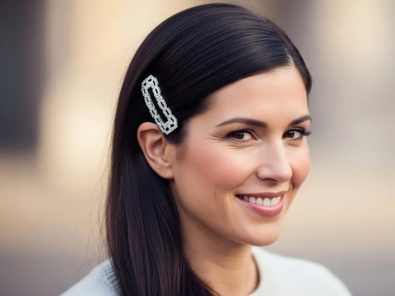 Straight hair with barrette