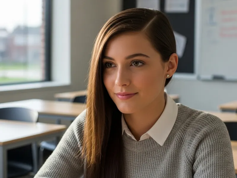 Sleek straight hairstyle for college girls.