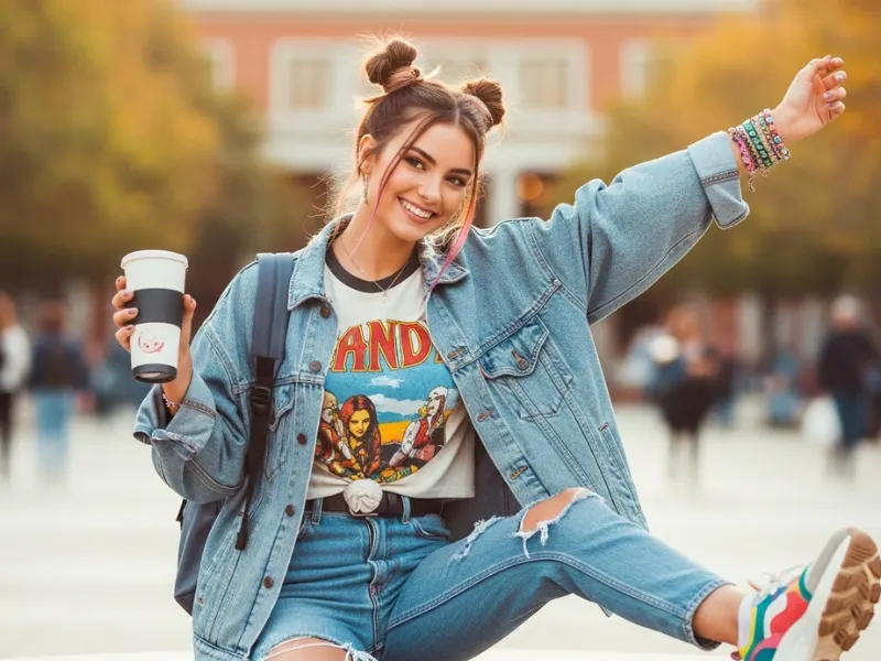 Space buns hairstyle for college girls.