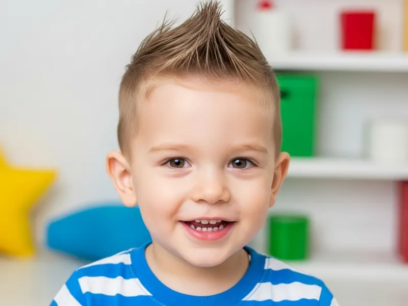 Toddler boy spiky hairstyle age 1–3 years.