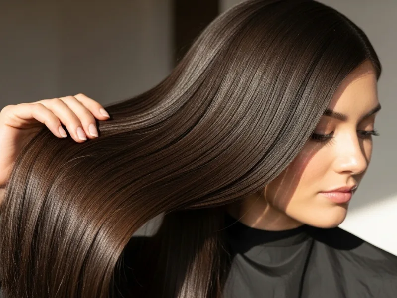 Straight sleek hairstyle for women.