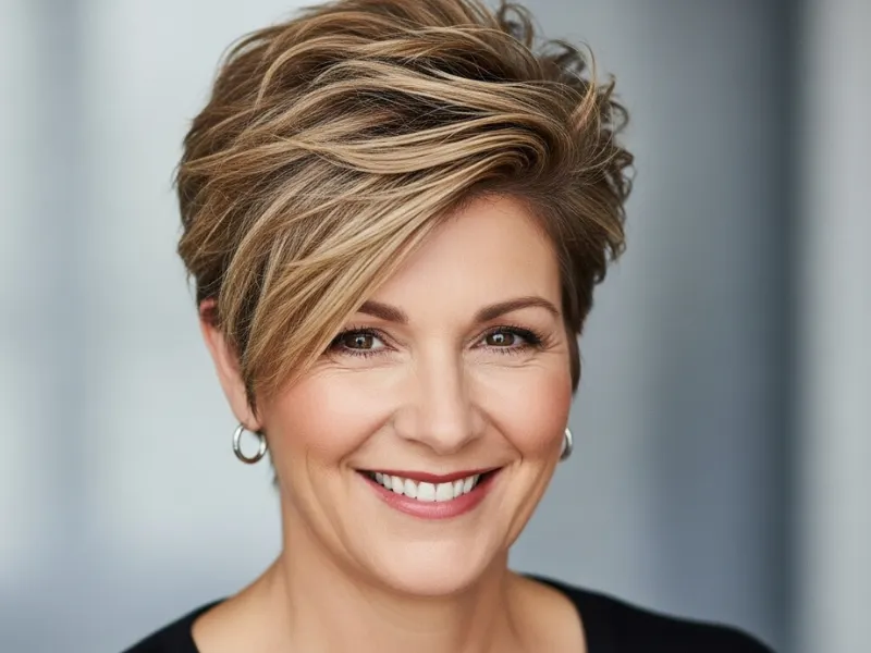 Textured pixie cut hairstyle