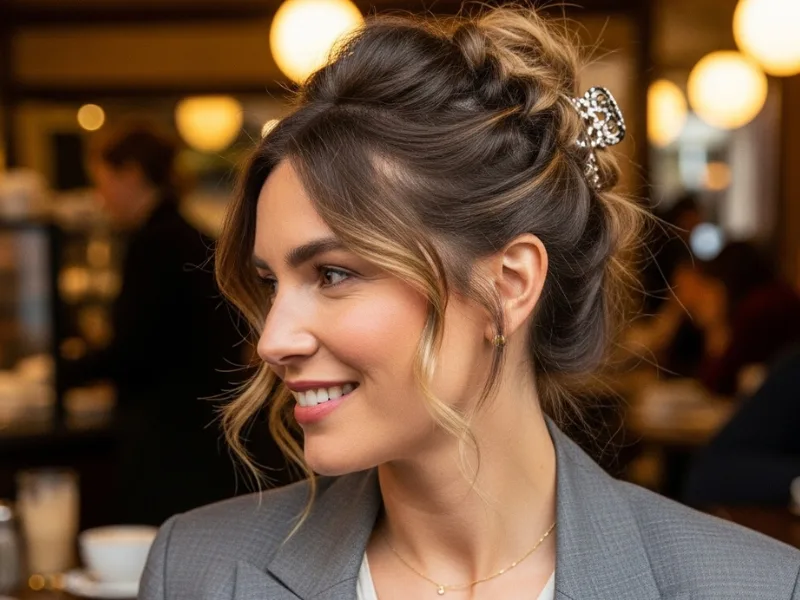 Twist and clip updo heatless hairstyle for girls.