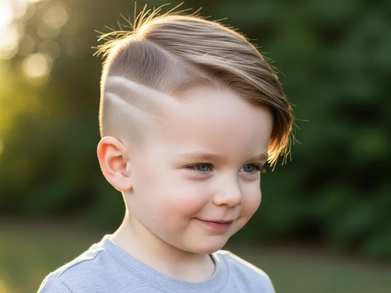 Toddler boy undercut hairstyle age 1–3 years.