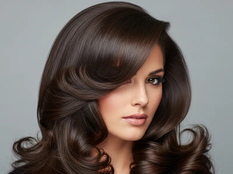 : voluminous blowout on long hair