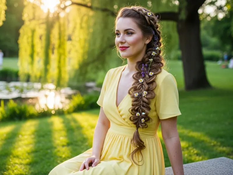 Waterfall braid heatless hairstyle for girls.