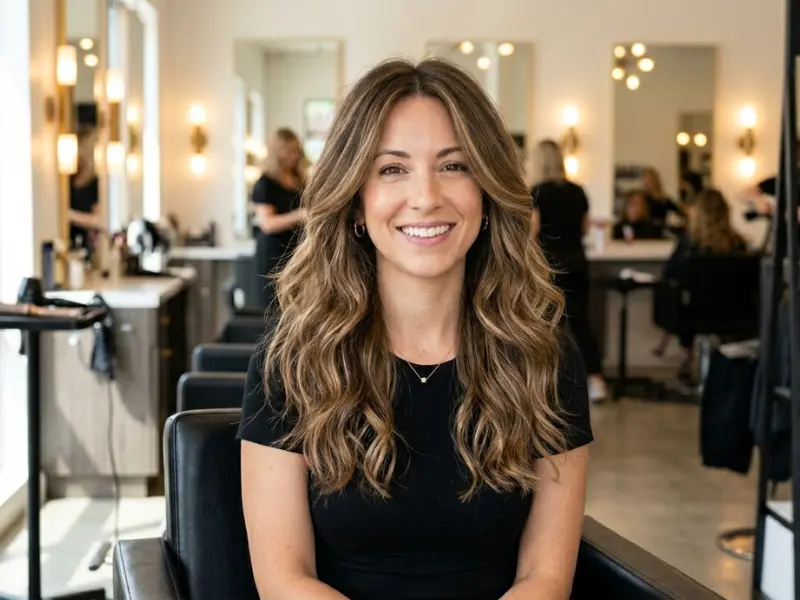 Balayage layered haircut for thin fine hair.
